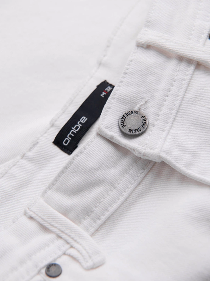 Pánské džínové šortky klasického střihu - bílé V1 OM-SRDS-0171