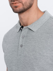 Men's cotton polo shirt with contrast trim - grey melange V7 OM-POSS-0113