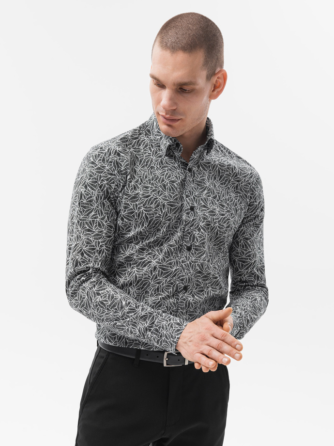 Men's shirt with long sleeves - black K608
