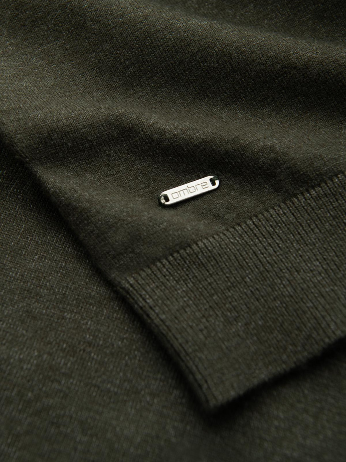 Men's knitted turtleneck with viscose - dark grey V5 OM-SWTN-0127