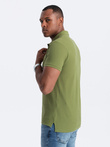 Men's BASIC single color pique knit polo shirt - olive V21 OM-POBS-0100