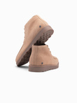 Men's suede ankle boots with thick sole - beige V1 OM-FOCS-0164 