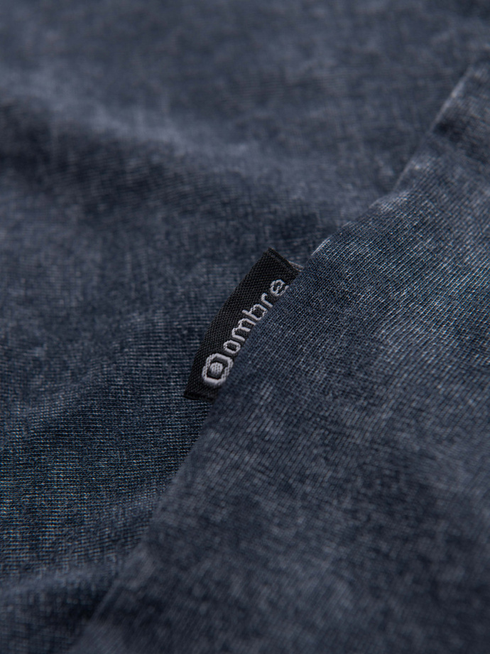 Men's t-shirt with wash effect - navy blue V2 OM-TSWT-0116