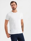 Set tricou cu gât rotund din bumbac pentru bărbați BASIC - alb/grafit/blue denim V8 OM-TSBS-0232