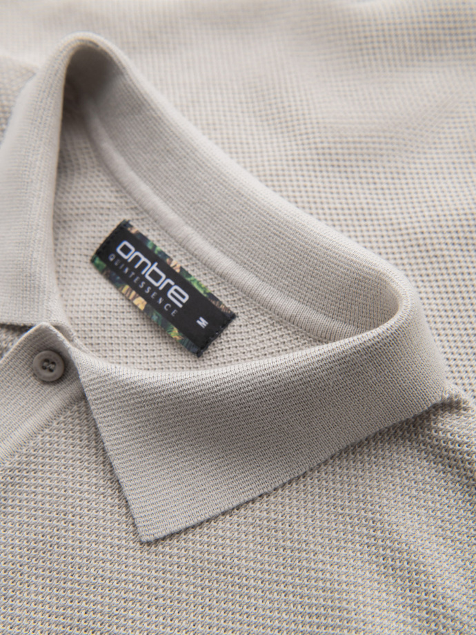 Tricou polo structurat pentru bărbați - maro deschis V3 OM-POSS-0117