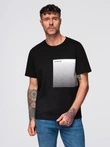 Men's cotton t-shirt with graphic print - black V2 OM-TSPT-0246