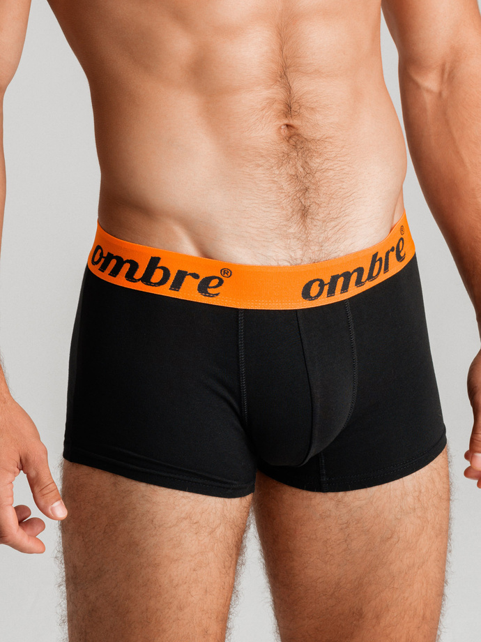 Pánske kontrastné bavlnené boxerky - 7-pack čierne V1 OM-UNBO-0100