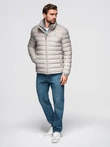 Men's quilted jacket with two fasteners - light grey V2 OM-JALP-0231
