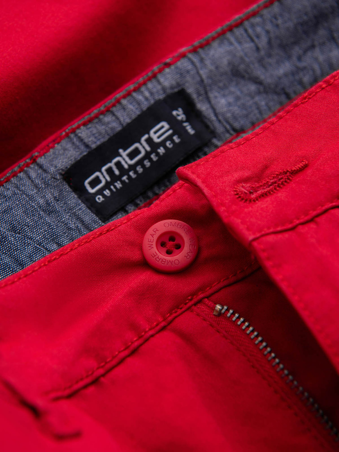 Pantaloni pantaloni scurți chinos pentru bărbați cu întoarcere contrastantă - roșu V1 W421