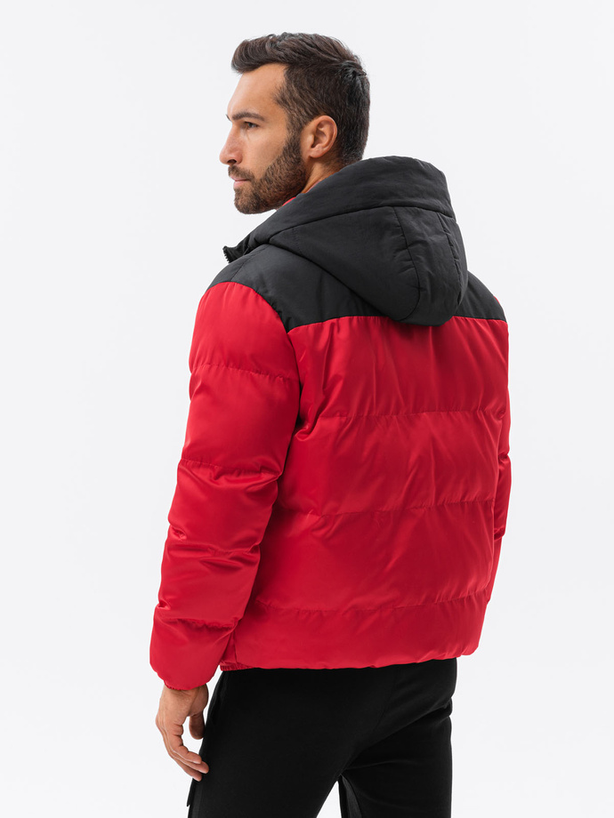 Pánska zimná prešívaná bunda - červená C458