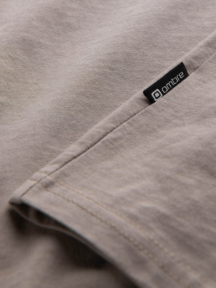 Tricou bărbătesc din bumbac imprimat - maro deschis V3 S1735