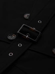 Elegant SLIM FIT men's trench coat with belt - black V2 OM-COSC-0126