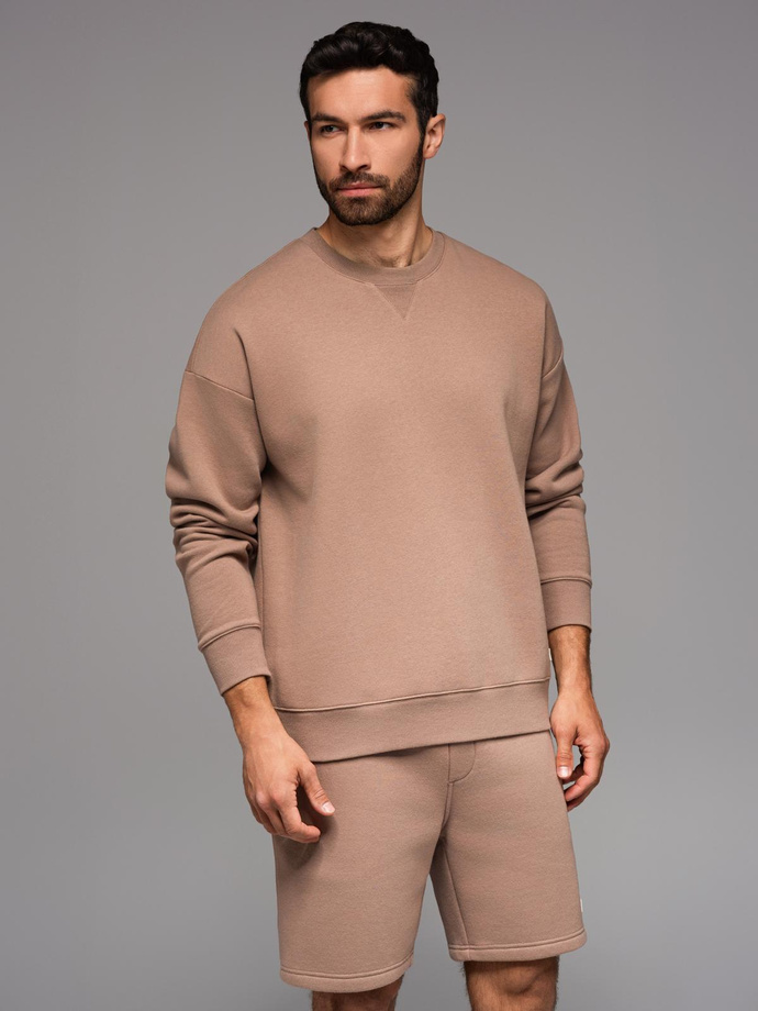 Pantaloni scurți casual pentru bărbați SLIM FIT jacquard knit - albastru marin V1 OM-SRCS-0168