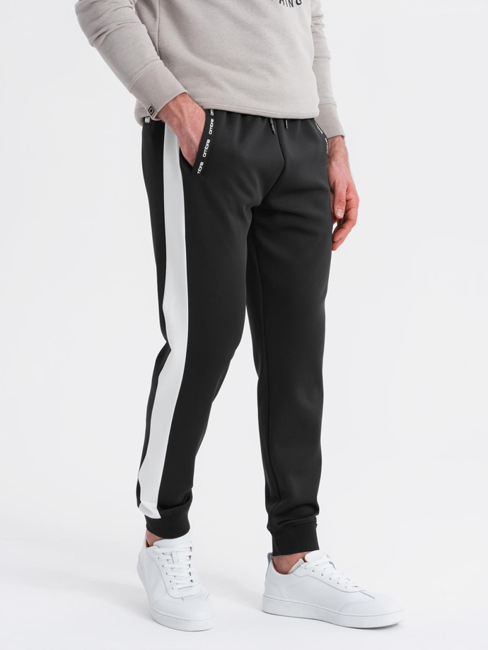 Pantaloni de trening bărbătești din tricot structurat - grafit V5 OM-PASK-0211