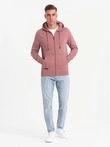 BASIC men's unbuttoned cotton sweatshirt - dark pink V4 OM-SSBZ-0160