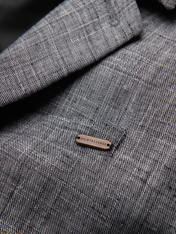 Men's REGULAR cut jacket with linen - graphite V5 OM-BLZB-0128