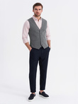 Fitted elegant men's structured knit vest - graphite V3 OM-BLZV-0147
