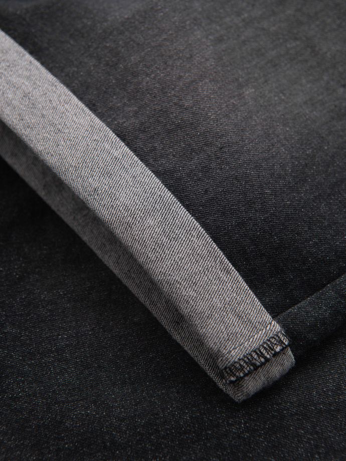 Vyriški džinsiniai šortai su užlenktomis kojomis - juodi V3 OM-SRDS-0164