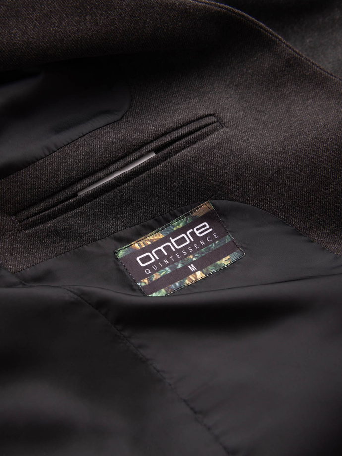 Jachetă bărbătească din raion melange cu guler înalt - negru melange V5 OM-BLZB-0131