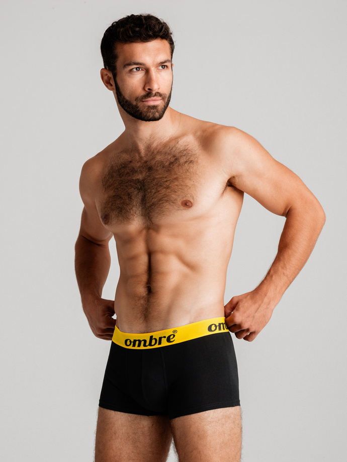 Pánske kontrastné bavlnené boxerky - 7-pack čierne V1 OM-UNBO-0100