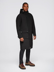 Men's parka coat with fleece lining and waist adjustment - black V2 OM-JAPJ-0314