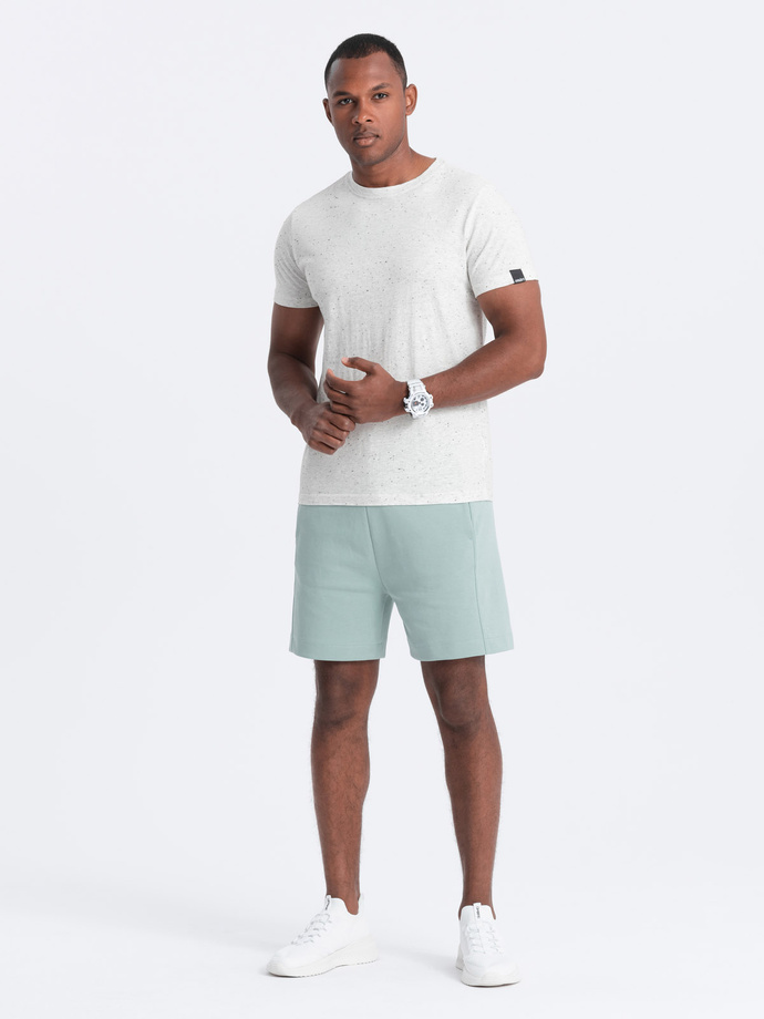 Tricou pentru bărbați cu efect decorativ confetti - crem V1 OM-TSCT-0178