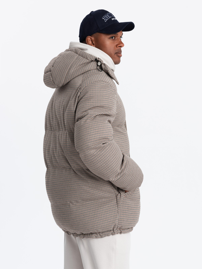 High padded puffer jacket with pattern - brown V1 OM-JAHP-0174