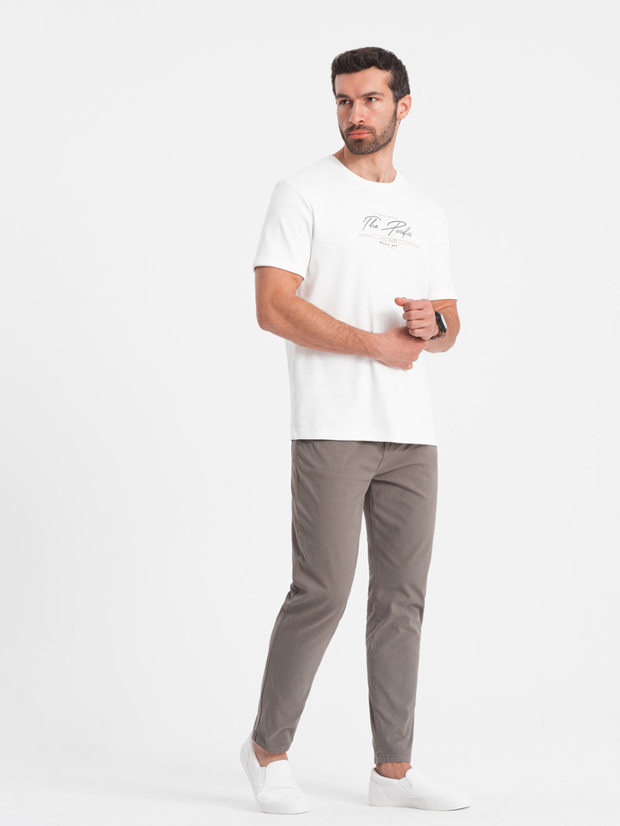 Pantaloni chino croiți pentru bărbați - bej închis V5 OM-PACP-0151