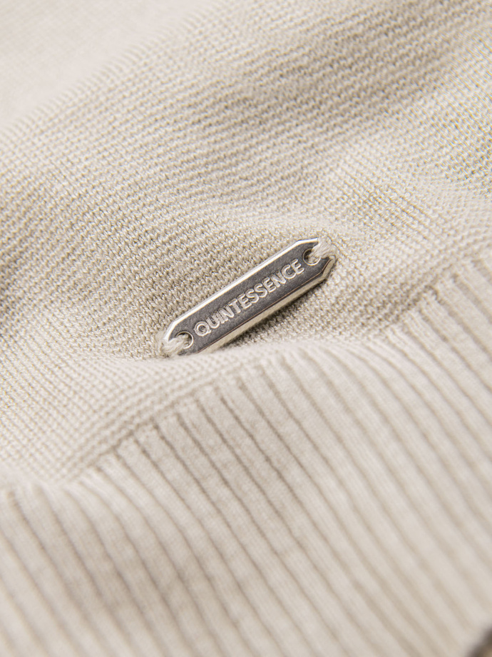 Cămașă bărbătească clasică tricotată cu manșete cu nervuri - gri deschis V3 OM-TSCT-0252