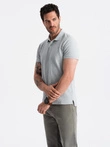 Men's BASIC single color pique knit polo shirt - grey V20 OM-POBS-0100