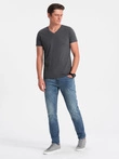BASIC men's classic cotton T-shirt with a crew neckline - graphite V3 OM-TSBS-0145