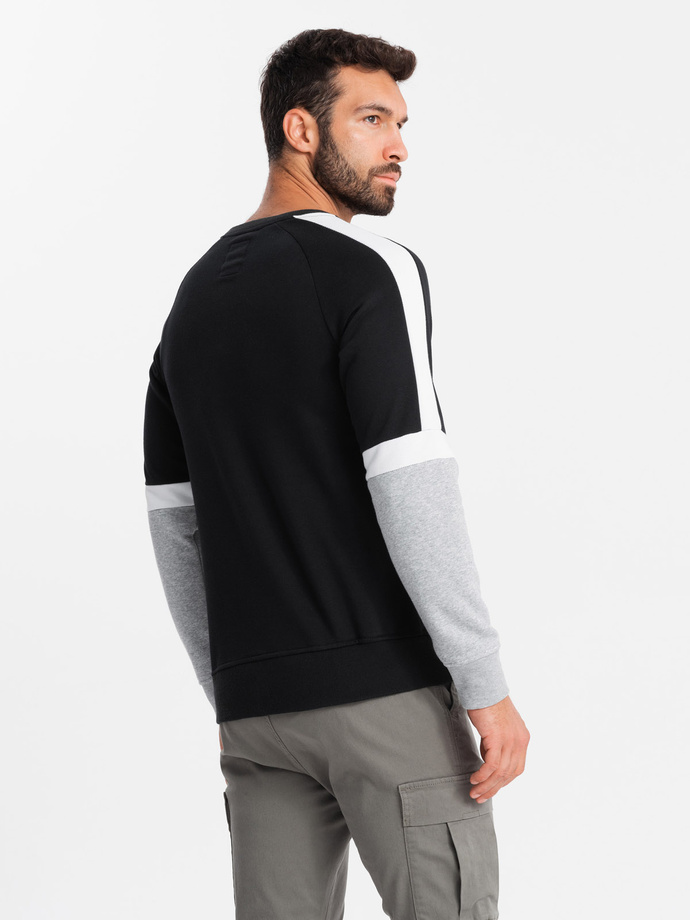 Tricou tricolor pentru bărbați cu mâneci raglan - negru V3 OM-SSNZ-22FW-003