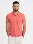 Cotton pique knit polo shirt - coral V6 OM-POSS-0103
