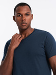 BASIC men's V-neck cotton t-shirt set - black/white/blue V1 OM-TSBS-0233