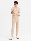 Tricou de bumbac BASIC pentru bărbați, set tricou + pantaloni de jogging - bej V6 Z84