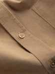 Men's REGULAR FIT cotton shirt with pocket - light brown V2 OM-SHOS-0153