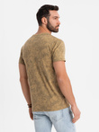 Men's patterned cotton short-sleeved T-shirt - olive V3 OM-TSFP-0223