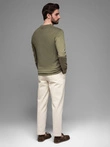 Men's sweater with viscose and spread neckline - olive V1 OM-SWZS-0124