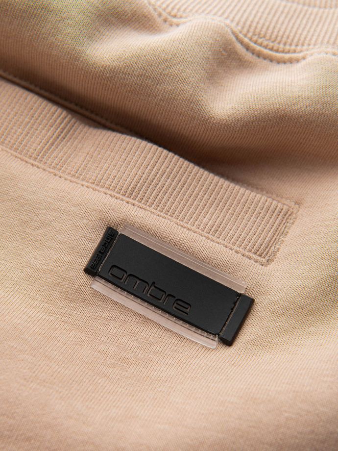 Pantaloni scurți de trening din bumbac BASIC pentru bărbați - bej V6 OM-SRBS-0149