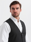 Men's fitted vest with rayon and marbled buttons - black V4 OM-BLZV-0112