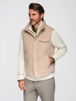 Men's peach effect quilted vest - beige V1 OM-JAVJ-0277