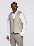 Men's minimalist coat with detachable vest - beige V1 OM-COLC-0139