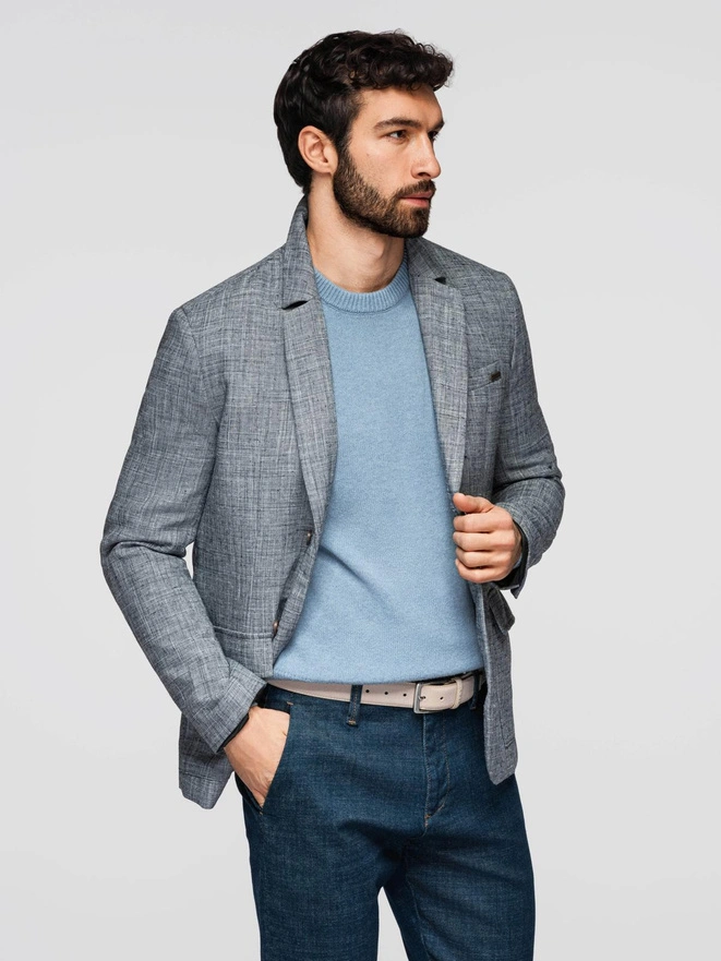 Blazer bărbătesc cu croială REGULAR cu in - grafit V5 OM-BLZB-0128