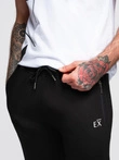 Men's sweatpants with ribbed legs and rubber print - black V1 OM-PASK-0223