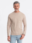Men's BASIC longsleeve with round neckline - beige V8 OM-LSBL-0106