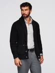 Men's cotton cardigan sweater with shawl collar - black V4 OM-SWCD-0153