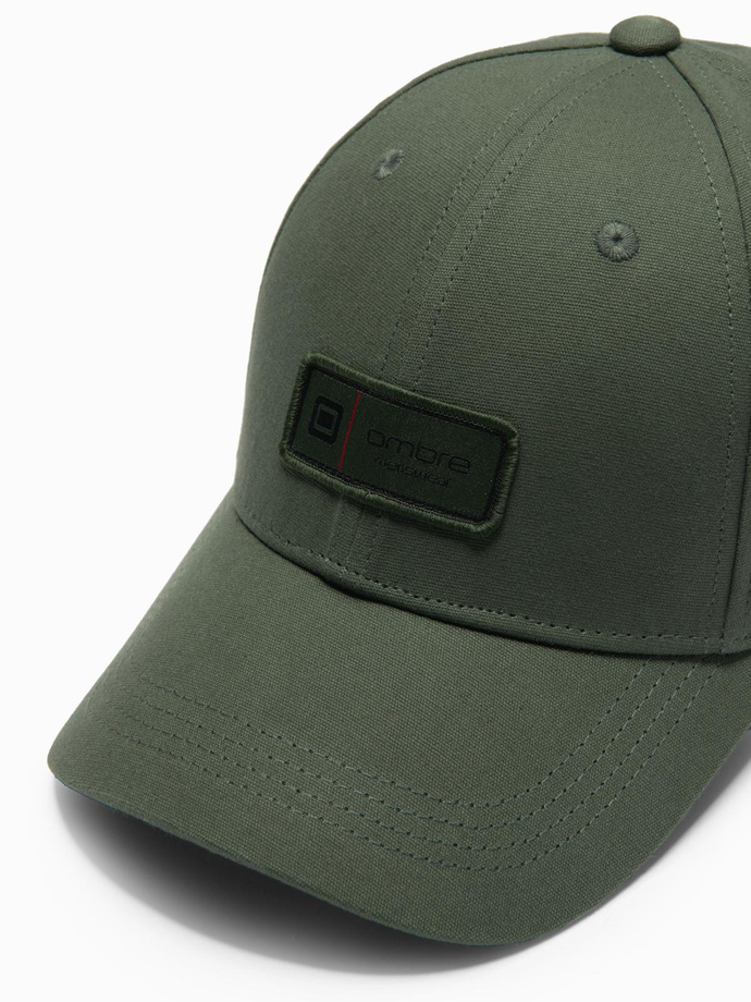 Men's baseball cap with visor and patch - khaki V3 OM-ACCS-0103