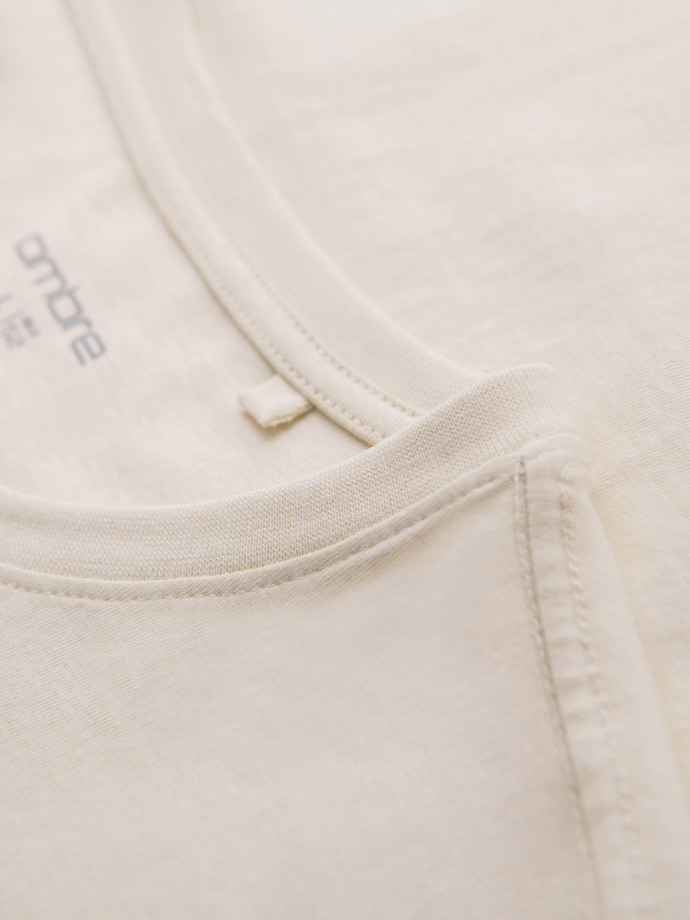 Pánske bavlnené tričko s potlačou rock - krémové V1 OM-TSPT-0199