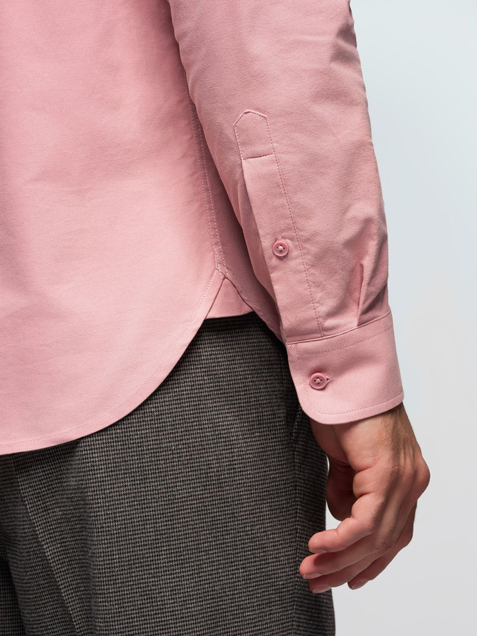 Men's REGULAR FIT cotton shirt with pocket - pink V3 K700