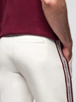 Men's sport jogger pants with stripes - cream V2 OM-PASK-0284
